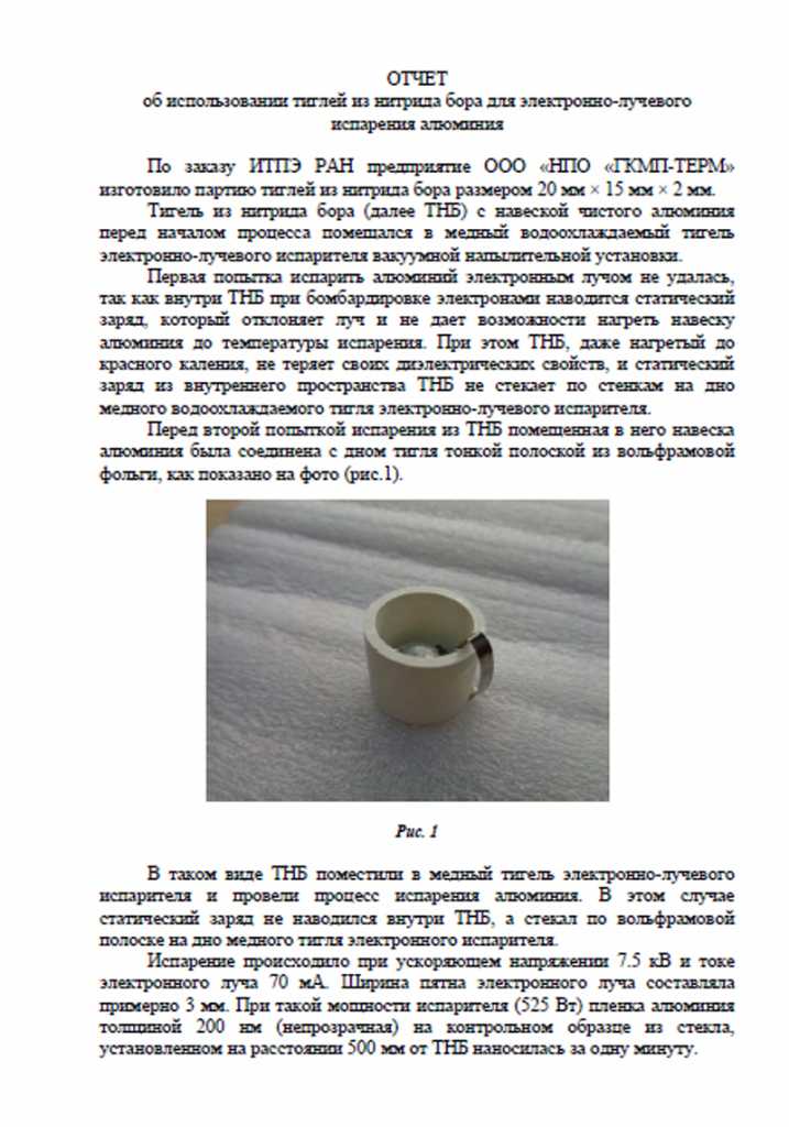 Отчет Федеральное бюджетное учреждение науки "Институт теоретической и прикладной электродинамики Российской академии наук"