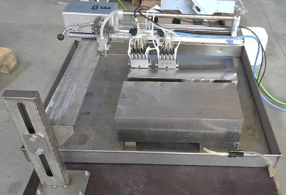 Сканер с фазированными решетками, установленный на настроечный образец, толщиной 310 мм